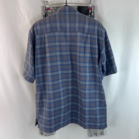 Vintage Blue Plaid Madison Trader Silk and Cotton Blend Size L - Picture 8 of 15